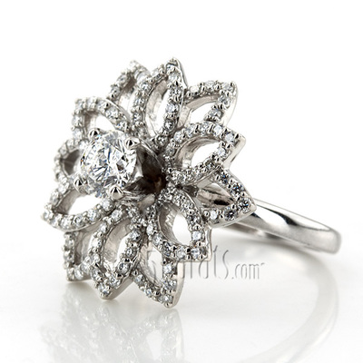 Floral Bead Set Diamond Engagement Ring