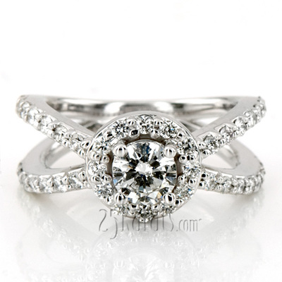 Prong Set Halo Fancy Diamond Engagement Ring 