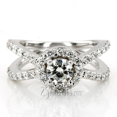 Prong Set Halo Fancy Diamond Engagement Ring