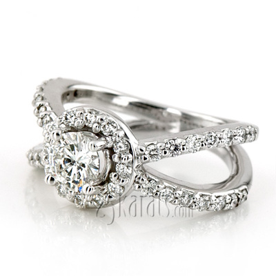 Prong Set Halo Fancy Diamond Engagement Ring 