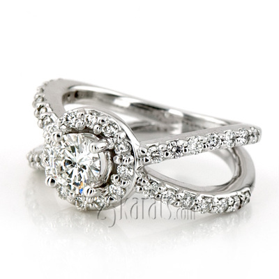 Prong Set Halo Fancy Diamond Engagement Ring