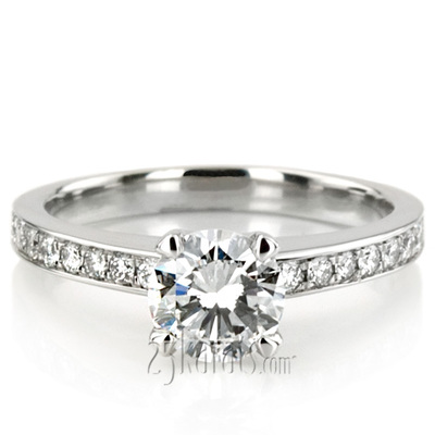 Low Cathedral Pave Engagement Ring 