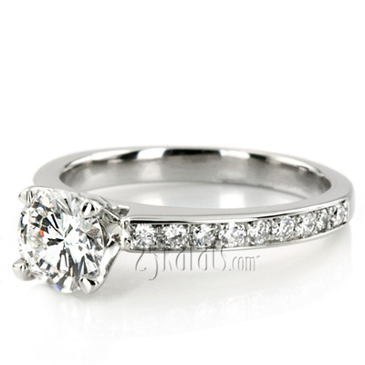 Low Cathedral Pave Engagement Ring 