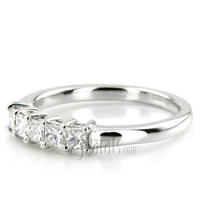 Traditional Basket Setting Princess Cut Anniversary Band