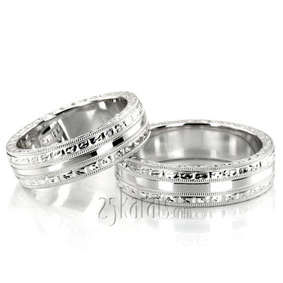 Custom Hand Engraved Shiny Wedding Ring 
