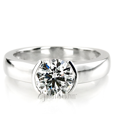 Half Bezel Set Solitaire Engagement Ring 