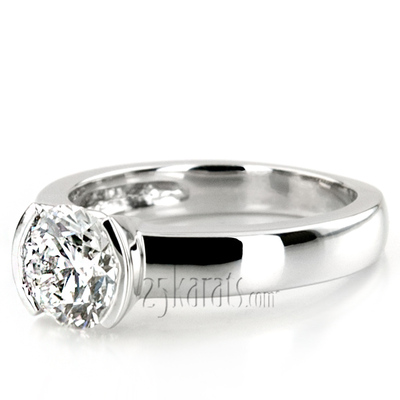 Half Bezel Set Solitaire Engagement Ring 