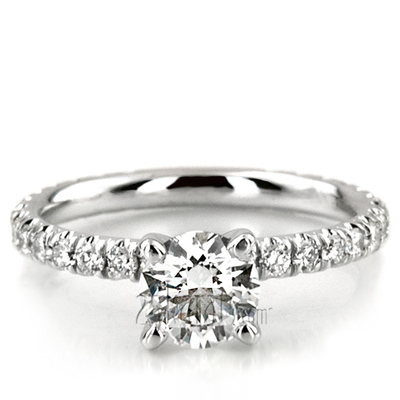 Contemporary Scalloped Micro Pave Set Diamond Engagement Ring