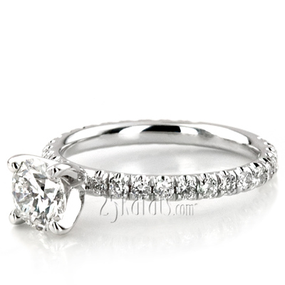 Contemporary Scalloped Micro Pave Set Diamond Engagement Ring