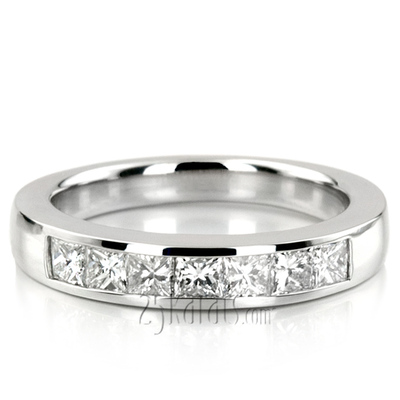 Classic 7 Stone Princes Cut Diamond Anniversary Band 