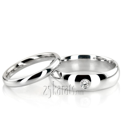 Dome Solitaire Wedding Band Set