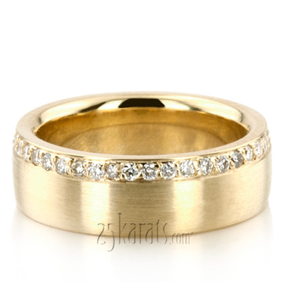 Grooved Diamond Wedding Band Set