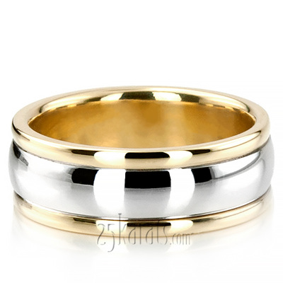 Simple High Polished Carved Design Wedding Band 