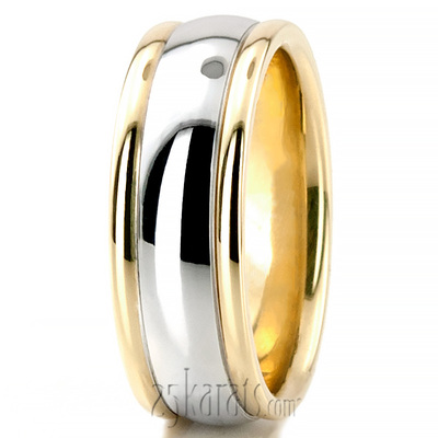 Simple High Polished Carved Design Wedding Band 