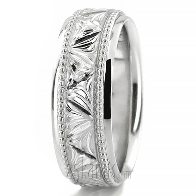 Floral Bead Design Wedding Ring