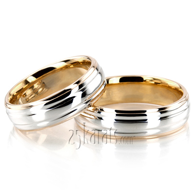 Chic Brushed Basic Carved Wedding Ring Set