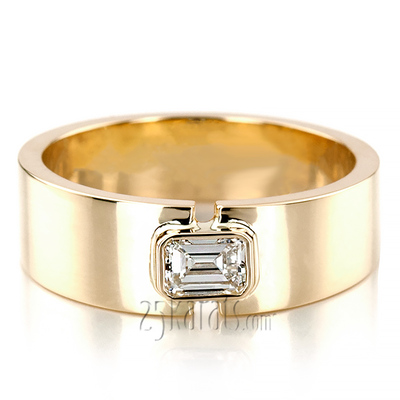 0.25 ct. Emerald Cut Bezel Set Diamond Men's Ring