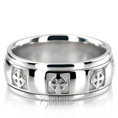 Pewter Celtic Cross Wedding Ring 