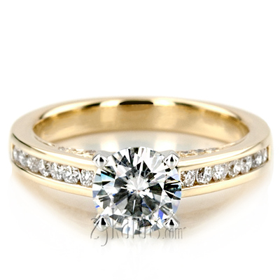 Cathedral Channel Set Diamond Engagement Ring