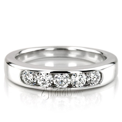 Brilliant Round 5 Stone Channel Set Diamond Anniversary Ring