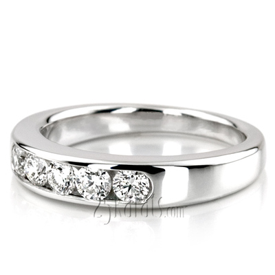 Brilliant Round 5 Stone Channel Set Diamond Anniversary Ring