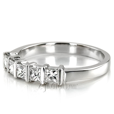 5 Stone Contemporary Bar Set Princess Cut Diamond Anniversary Ring (0.70 ct. tw)