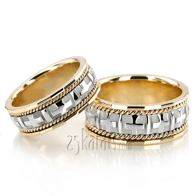 Braided Handcrafted Christian Wedding Ring Set