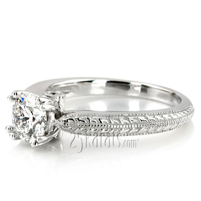 Antique Engraved Peek-A-Boo Diamond Engagement Ring
