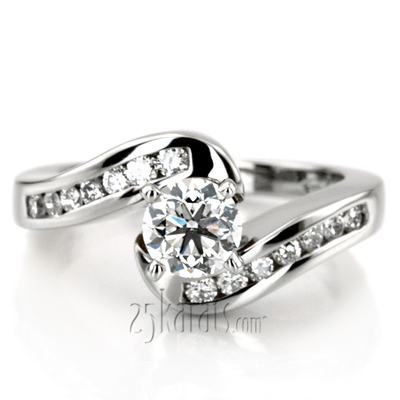 By Pass Designer Channel Set Diamond Engagement Ring 