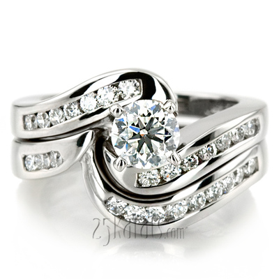 By Pass Designer Channel Set Diamond Engagement Ring 