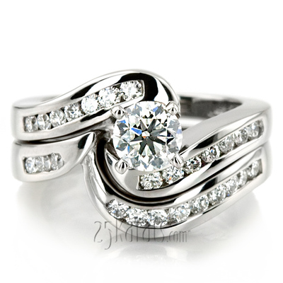 By Pass Designer Channel Set Diamond Engagement Ring