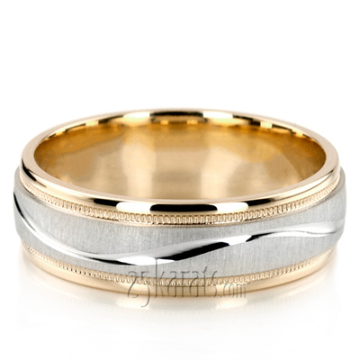 Wave Design Milgrain Wedding Band 