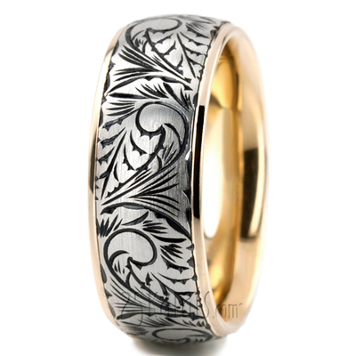 Floral Hand Engraved Wedding Ring