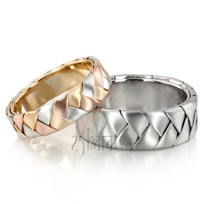 Bestseller Tri-Tone Hand Woven Wedding Band 