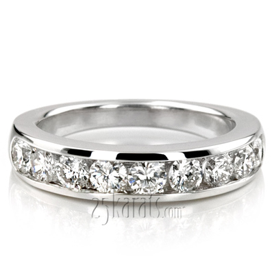 Brilliant Round 9 Stone Channel Set Diamond Anniversary Ring