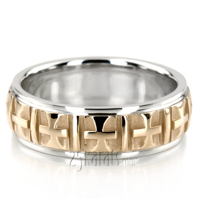 Fine Cross Religious Wedding Ring 