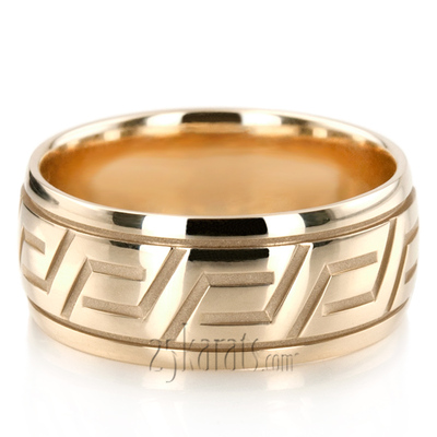 Traditional Greek Key Designer Wedding Band 