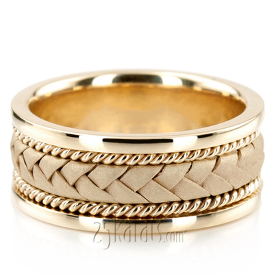 Braided Two-Tone Handmade Wedding Ring Set