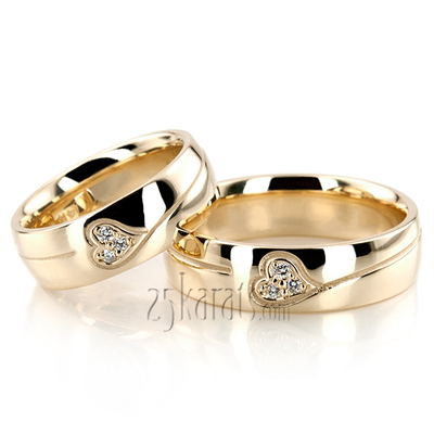 Elegant Heart Diamond Wedding Ring Set