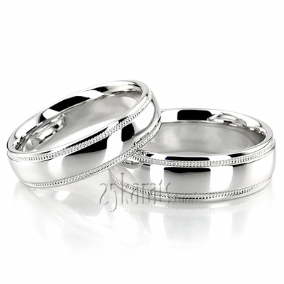 Carved Design Milgrain Wedding Ring Set