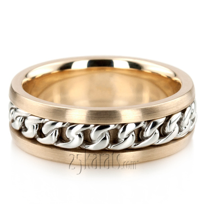 Gorgeous Chain Braid Handmade Wedding Band Set