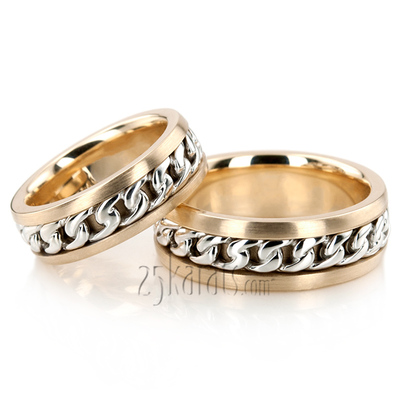 Gorgeous Chain Braid Handmade Wedding Band Set