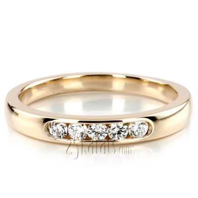 Brilliant Round 5 Stone Channel Set Diamond Anniversary Ring