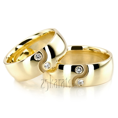 Yin-Yang Diamond Wedding Ring Set