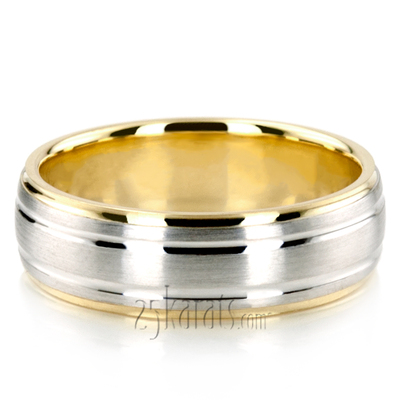 Chic Brushed Basic Carved Wedding Ring Set