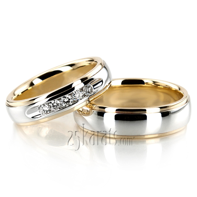 Step Edge Dome Diamond Wedding Ring Set