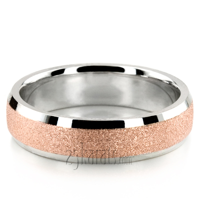 Beveled Edge Rose Stone Finish Wedding Band Set