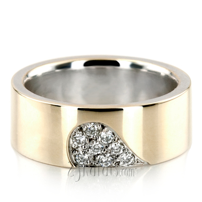 Matching Heart Diamond Wedding Band Set