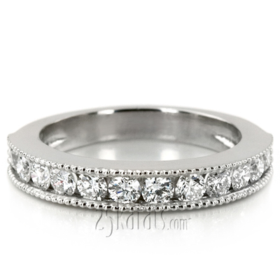 Channel Set Milgrain Diamond Wedding Band (0.72 ct.)