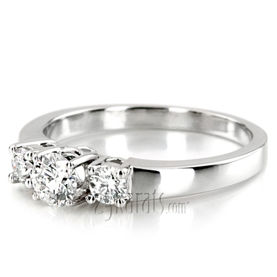 Classic Basket Setting Three Stone 14k Gold Engagement Ring